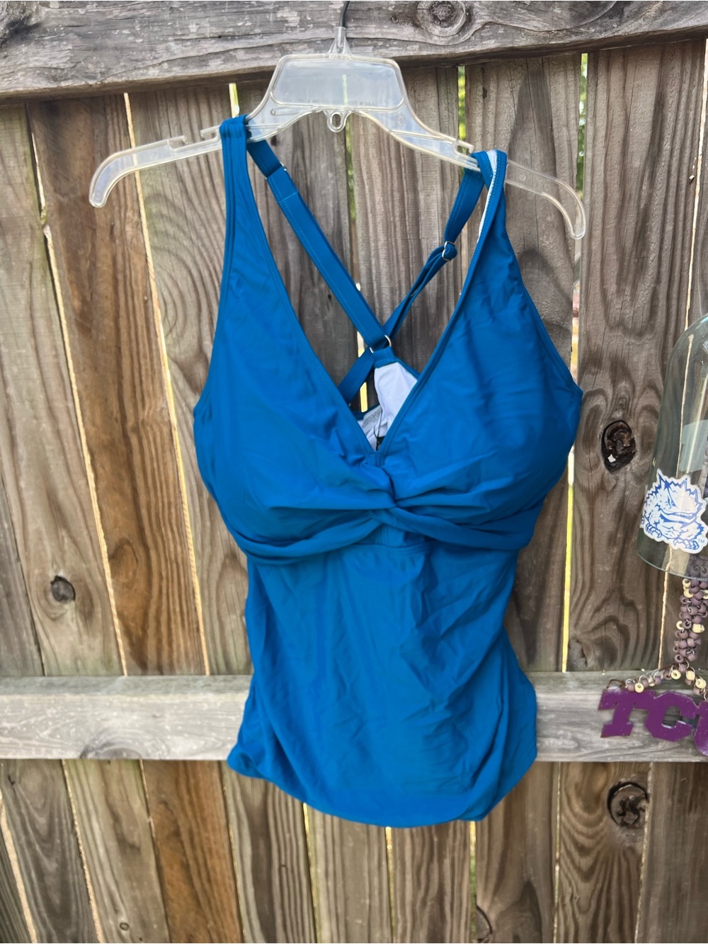 👗Women’s Twist-Front Blue swim tankini top